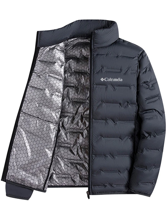 Outdoor Autumn Winter Lightweight Padded Jacket Stand Collar Casual Style Thermal Locking Business Leisure plus Size Coat