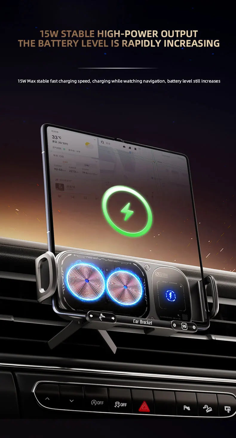 Fold Screen Car Wireless Charger Dual Coil Mount 15W Fast Car Charging for Samsung Galaxy S23 S22 S21 Z Fold Flip 5 4 3