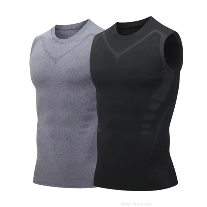 New Summer Fitness Compression Shirt For Men Shaping Sleeveless Therapy Vest Male Ice-Silk Compression Tank Tops Body Shapewear