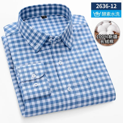 Men's long sleeve shirt pure cotton breathable comfortable business casual slim top shirt trend spring and summer formal wear