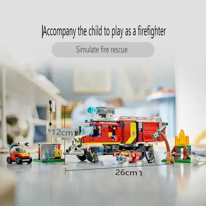 Suitable for city series fire command car boys and girls educational assembling building block toys children's Christmas gifts