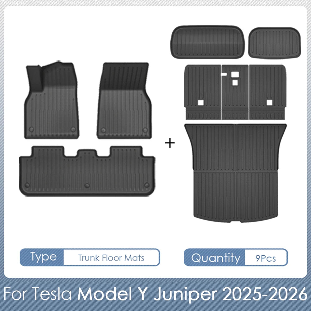 For Tesla Model Y Juniper 2026 Accessories TPE Floor Mats Cargo Liner Waterproof Trunk Mat for Tesla Model Y Juniper Accessories