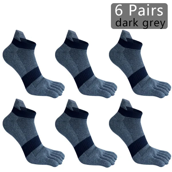 1/6 Pairs Man Five Finger Socks Large Plus Size Patchwork Compression Mesh Breathable Fitness Sport Toe Ankle Boat Socks EU43-47