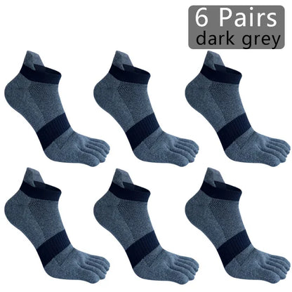 1/6 Pairs Man Five Finger Socks Large Plus Size Patchwork Compression Mesh Breathable Fitness Sport Toe Ankle Boat Socks EU43-47