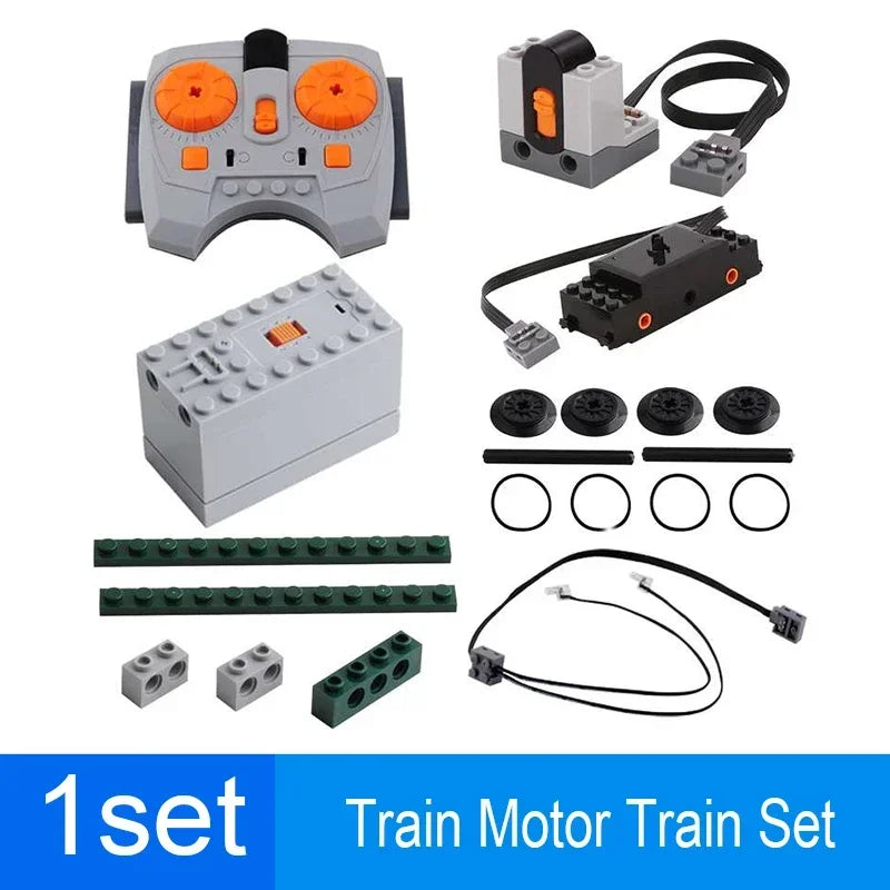 Technical Parts Train Motor 88002 MOC Pack Power Functions Battery Box Tracks Top Base Plate for Legoeds EV3 91994 74784 2871