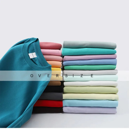 40 color High quality healthy cotton solid color round neck off shoulder sweater for men and women, oversize off shoulder loose