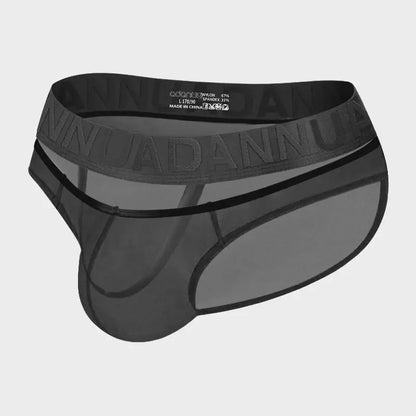 Men's Sexy See-Through Pouch Mini Tight Briefs Unique Crotch Cutout Ice Silk Cooling Underwear