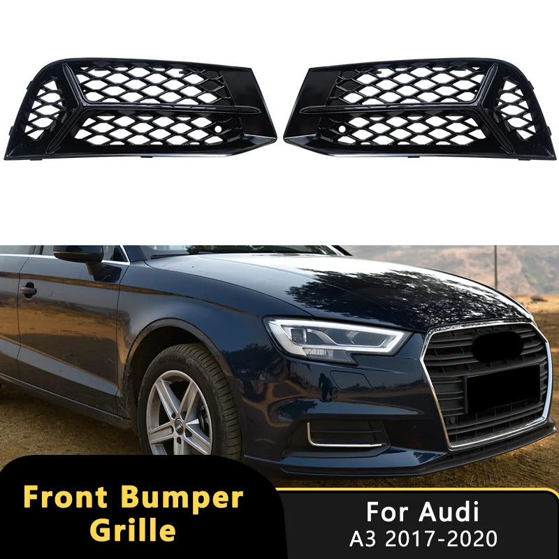 2Pcs HONEYCOMB Mesh Fog Light Grill Cover For Audi A3 2017-2020 Bezel Car Front Bumper Lamp Grille Racing Style Auto Accessories