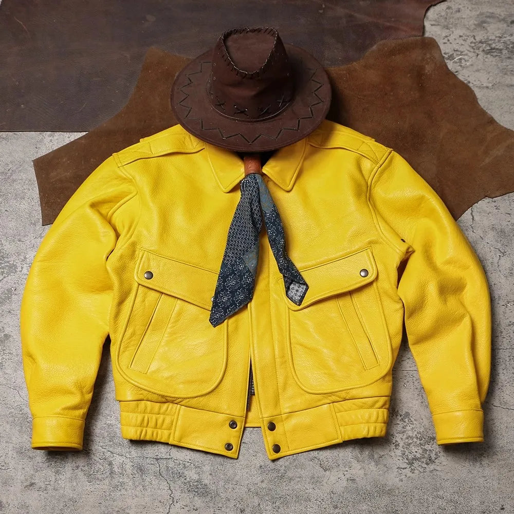 Mauroicardi Spring Autumn Cool Handsome Short Yellow Soft Pu Leather Jacket Men Turn-down Collar Luxury Designer Clothes 2025