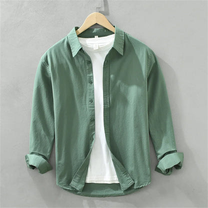 Mens long sleeve regular shirt Multi-color cotton plain shirt for Young men work tops Autumn men's clothing loose casual shirts