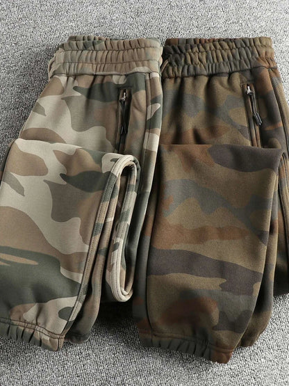 Thickened American Style Casual Camouflage Pants Men's Slim Fit Sports Joggers Long Trousers Wear Resistant Autumn Winter