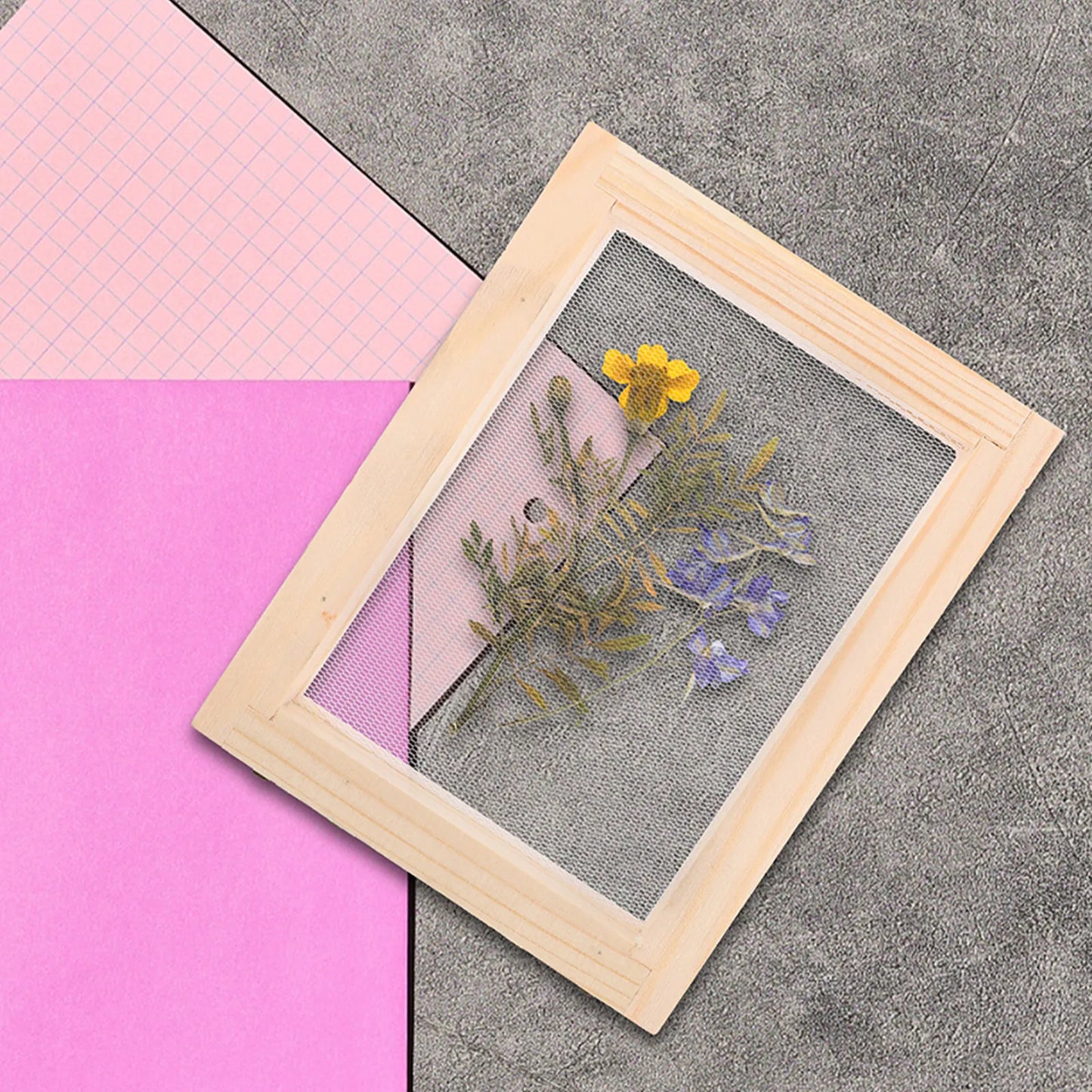 4Pcs Wooden Screen Mold for Papermaking DIY Paper Craft Frame Kit Smooth Finished Surface Safe for Kids Dried Flower Paper