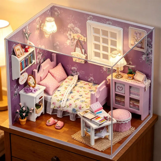 DIY Wooden Miniature Doll House Kit 3D Puzzle Assembly Building Kits With Furniture Decoration Dollhouse Toys For Birthday Gifts