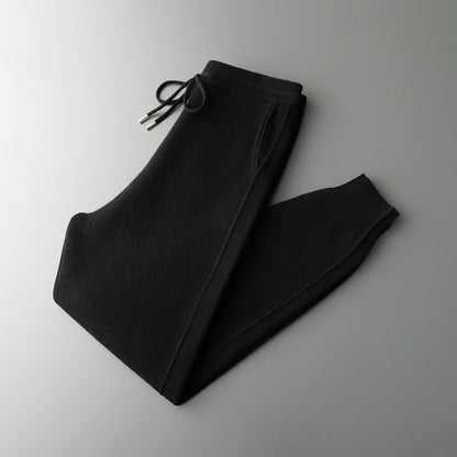 100% Merino Wool Men's Pants autumn and Winter Thickened High Waisted Small Leg Pants Casual Business Knitted Sweatpants Warm