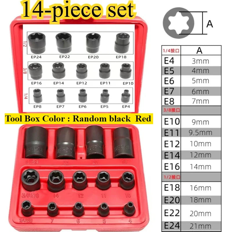 External Torx Plus Socket Set 5 and 6 Point Socket EP4, EP5 - EP32 1/2'' 3/8'' 1/4''  for Tesla Battery Pack Screw Removal Tool