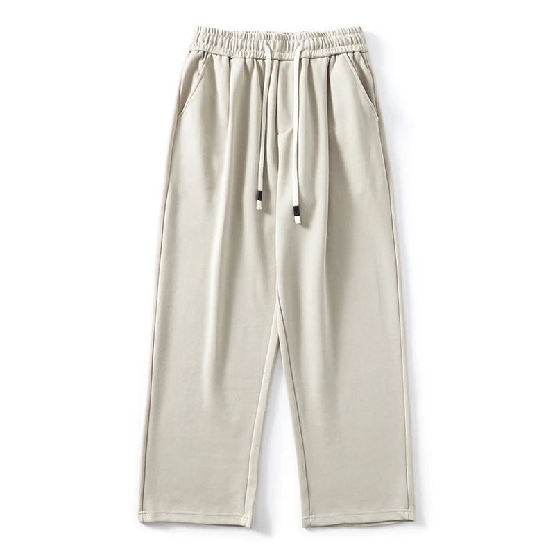 DUKEEN Pique Fabrics Sweatpants for Men Loose Causal Straight Legged Trouse Autumn and Winter Solid Colors Sports Fleece Pants