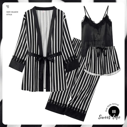New Trim Homewear Ladies Sleepwear Chemise Sexy Womens Victoria's Secret Nightwear Underwear Pajamas Set Robe Lace