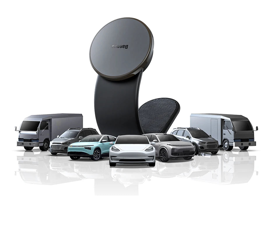 Baseus Magnetic Car Phone Holder 15W Wireless Charger Bendable Car Phone Mount for iPhone 12-17 Stand Dashboard Center Console