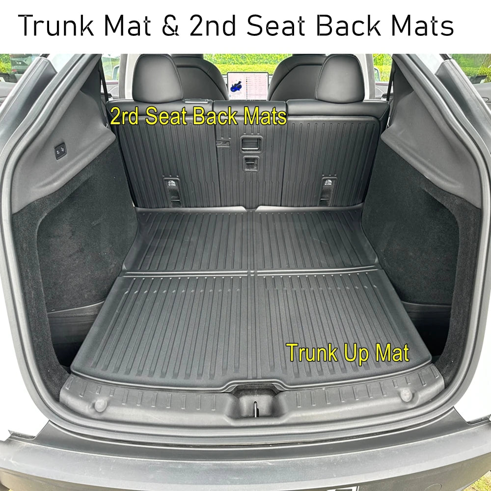 For 2025 2026 Tesla Model Y Juniper Trunk Mats Rear Seat Backrest Cover Protective Pad Frunk Cargo Liners Kick Pads Accessories