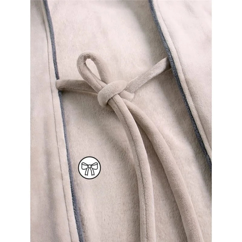 Island Velvet Thickened Coral Fleece Men's Sleepwear Autumn Winter Style Flannel Bathrobe Home Comfortable Pajamas Robe