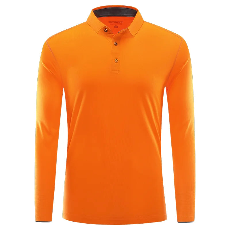 Quick Dry Long Sleeve Polo Custom Logo High Quality Lapel Sports Polo Shirt Embroidery Design Company Team Shirt Printing Image