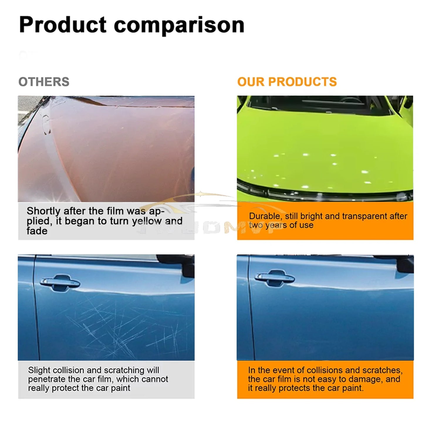 1.52*16m/lot PET Crystal Pepper White Car Paint Color-Changing PPF Vinyl Sticker Wrap PET Pearl Car Body Film