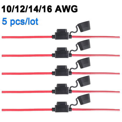 5pcs10A 20A 30A 50A fuse Power Socket Waterproof Mini Small Medium Auto Fuse Holder 16/14/12/10AWG Car Blade Fuse wire cable