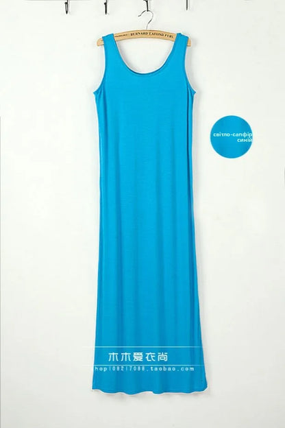 Spring Summer 2026 Women's Modal Long Sleeveless Dress Beachwear Base Layer Vest Skirt Large Size Korean Style Commute