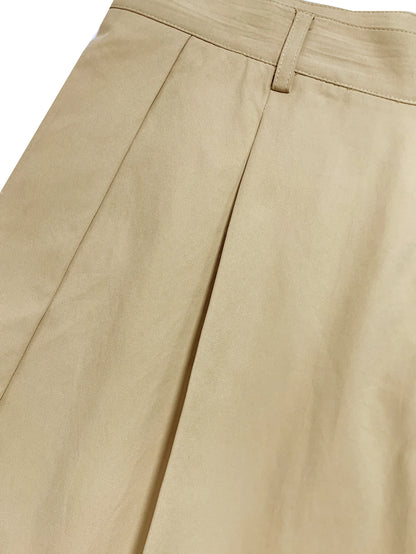 2026 SS New Arrival Men Solid Woven 7/8 Suit Pants Button Pleated Loose Straight Cropped Daily Street Trousers