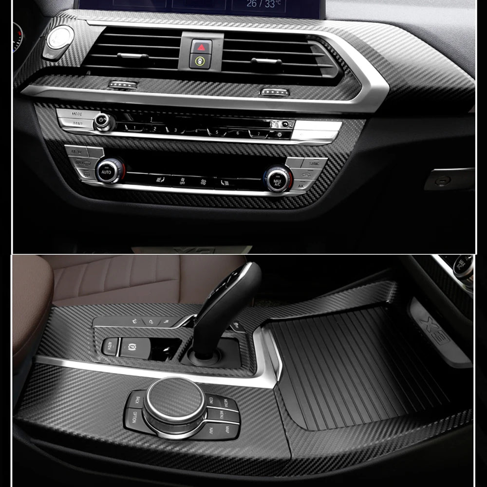 For BMW X3 X4 G01 G02 2018-2020 Interior Central Control Panel Door Handle Carbon Fiber Stickers Decals Car styling Accessorie