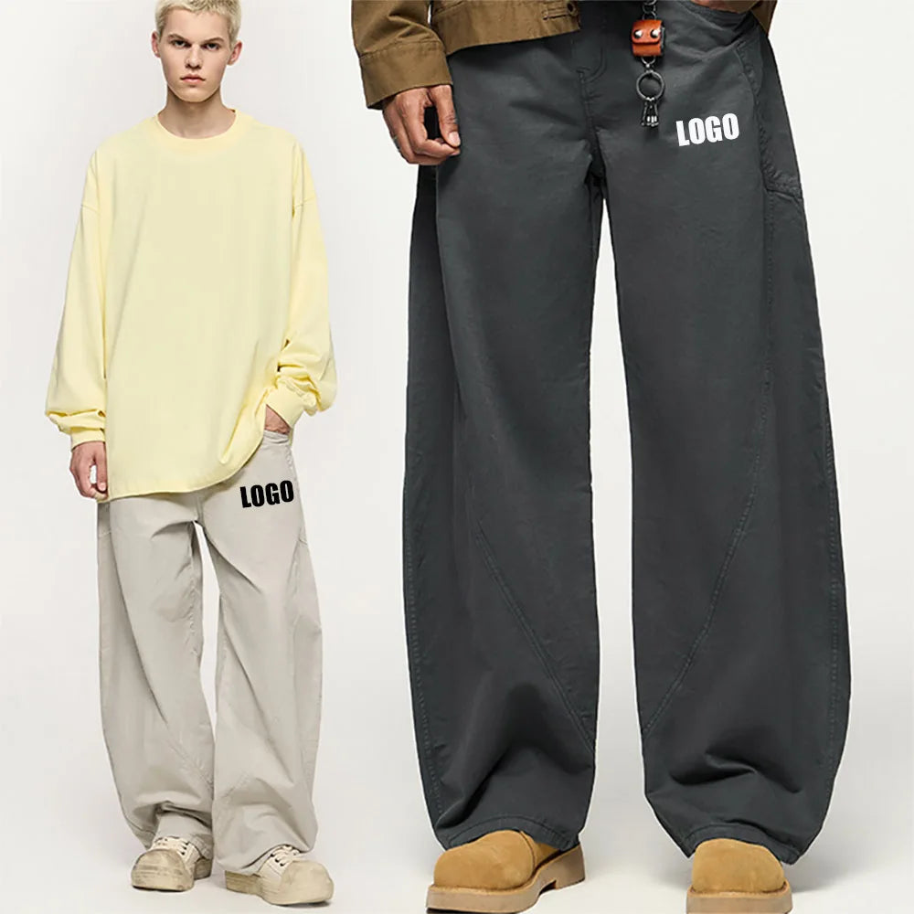 Custom LOGO Men's Scimitar Cargo Pants 2025 Winter 100% Cotton American Vintage BoxyFit Slacks