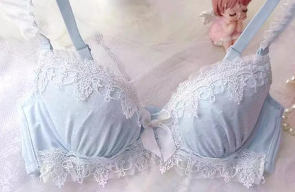 YUQI Sexy Japanese Sweet Bra Set G Cup Large Cup Women's Underwire Heavy Lace Thin Cup Comfort Pure & Sensual Lingerie  push up