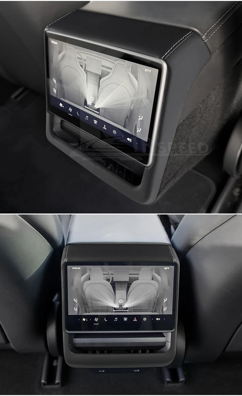 Leather Rear Screen Frame Protective ABS Cover for Tesla Model Y Juniper Launch 2025 2026 2027-Up Model 3 Highland 2024-UP Trim