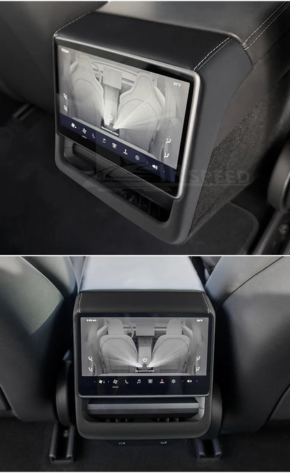 Leather Rear Screen Frame Protective ABS Cover for Tesla Model Y Juniper Launch 2025 2026 2027-Up Model 3 Highland 2024-UP Trim