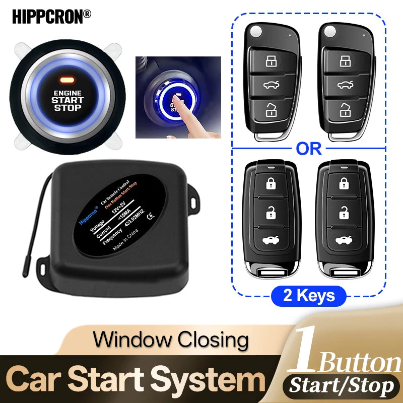Hippcron Car Remote Control Keyless Entry Start System Central Door Lock Support Window and Trunk Control Function car gadgets