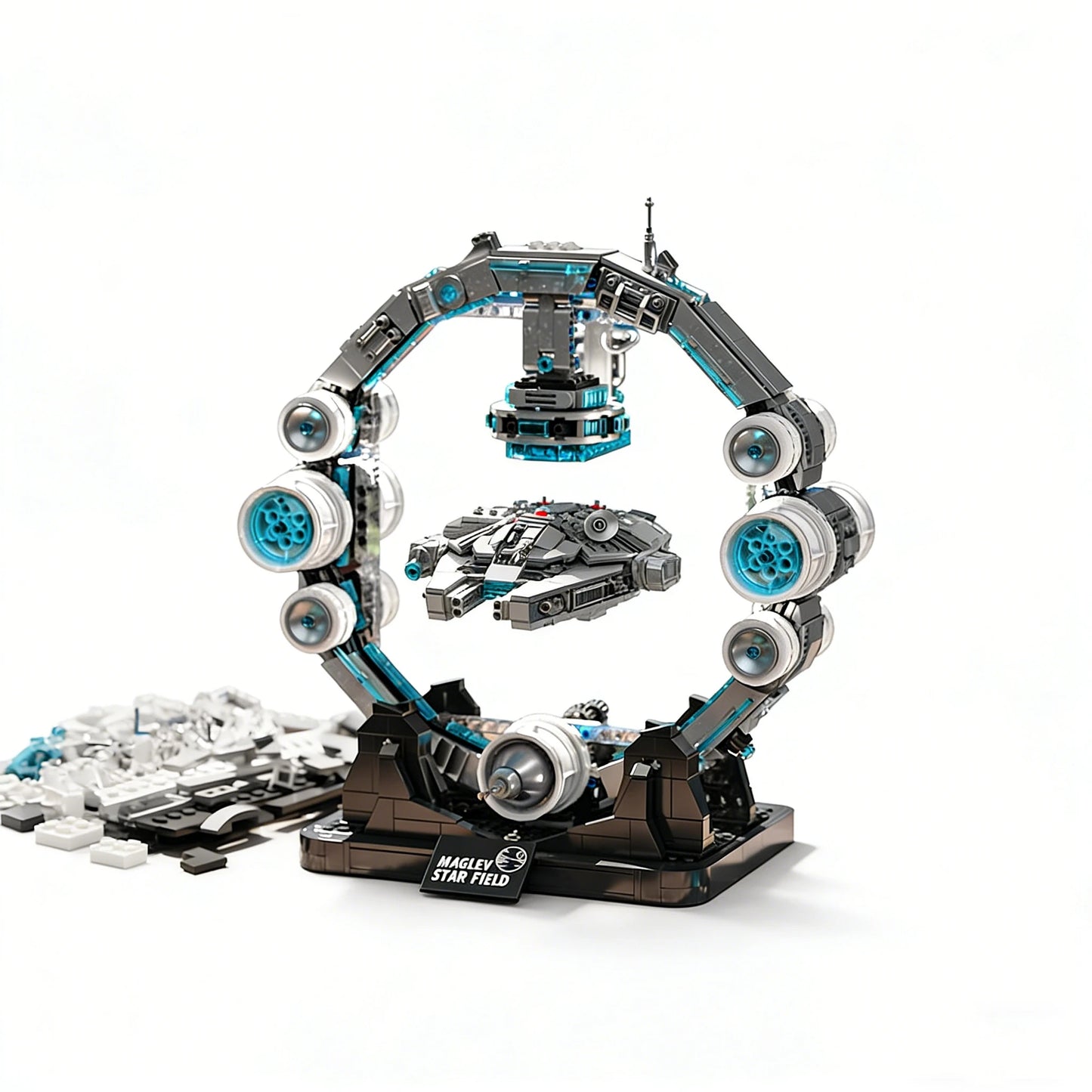 1196PCS Magnetic Levitation Millennium Falcon Spaceship Building Blocks Creative Desktop Decor Assembly Model Gift For Boys