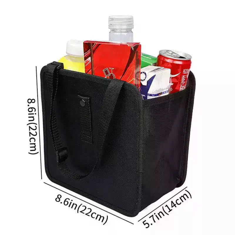 1pc Durable Oxford Cloth Car Trash Can - Multi-functional Folding Hanging Storage Bag, Zipper Compartment, Practical Design