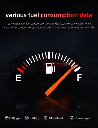 Head up Display OBD + GPS Car Water Temperature Turbo Oil Temperature Multi-function Meter LCD Display Automotive Speed Alarm