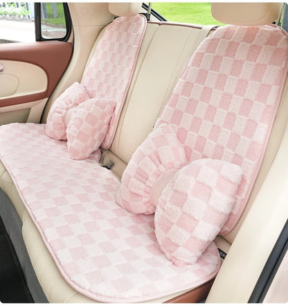 Pink Car Seat Cushion Covers Winter Thick Warm Anti-Slip Plush Comfortable Simple Design Car Seat Cover Seat Accessories