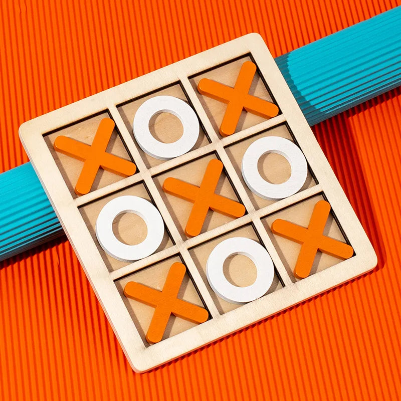 Classical Wooden Tic Tac Toe Game for Kids XO Strategy Board Games IQ Logic Brain Development Toys Educational Gifts
