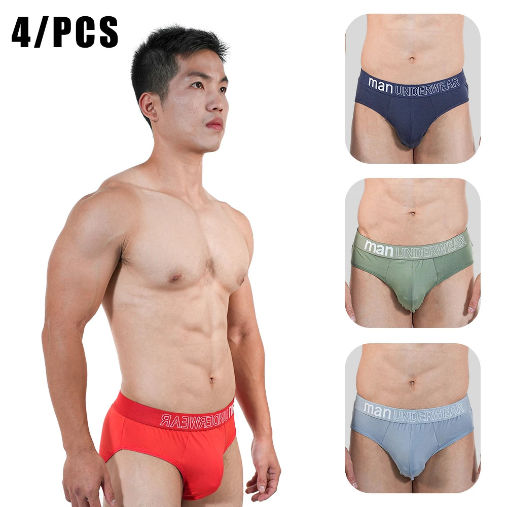 4pcs Mens Briefs Underpants Loose Plus Size Briefs Mid Waist Black Gray Sports Underwear Heavyweight Boys Breathable Panties 6XL