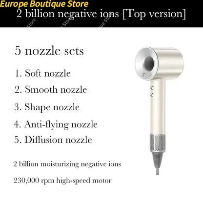 New Super Hair Dryer 220V Leafless Hair Dryer Personal Hair Care Styling Negative Ion Tool Schedule Negative Ion Electric Dryer