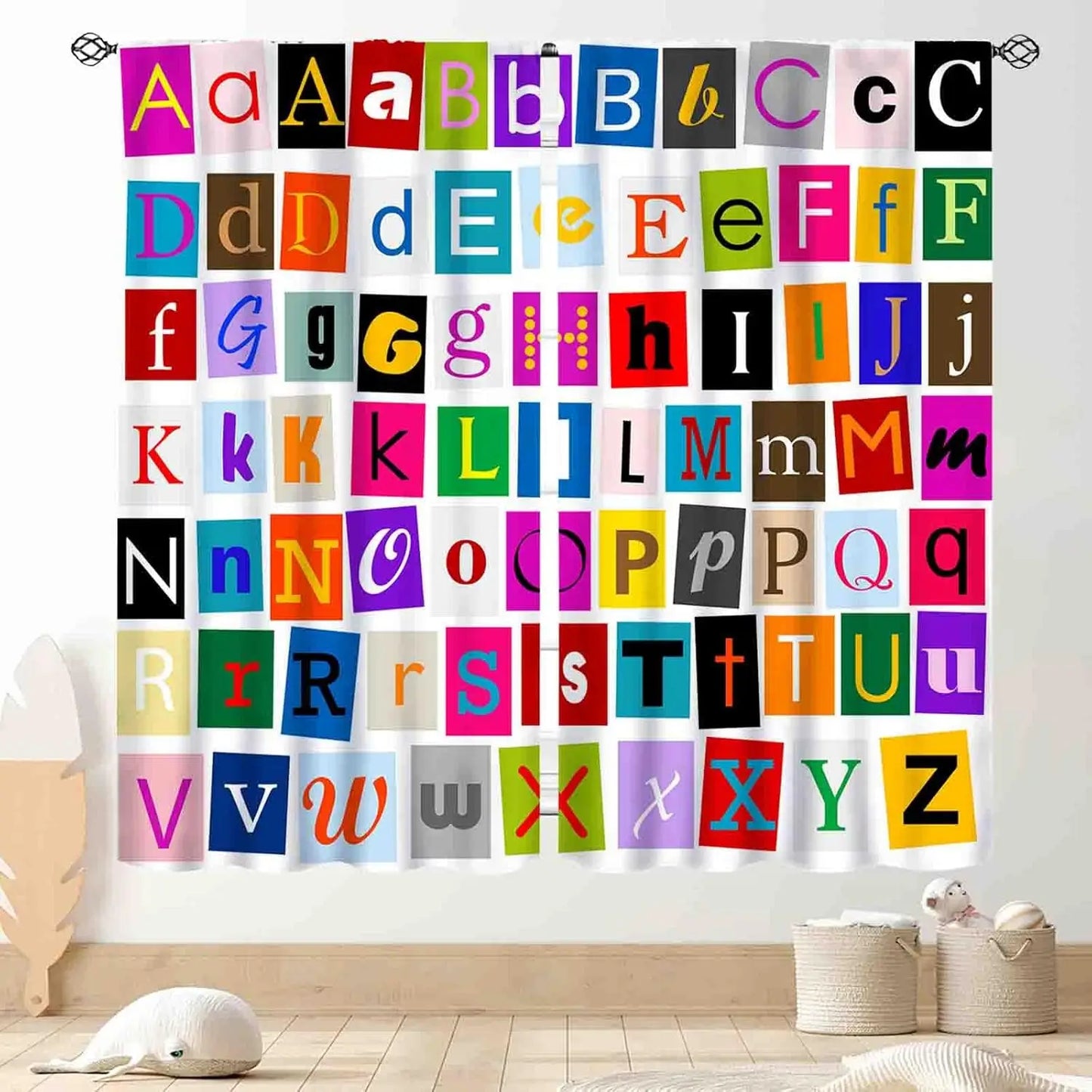 ABC Alphabet Classroom Curtains,Kids Cartoon Animal Educational Learning Cute Colorful Back to School Decorations Window Drapery