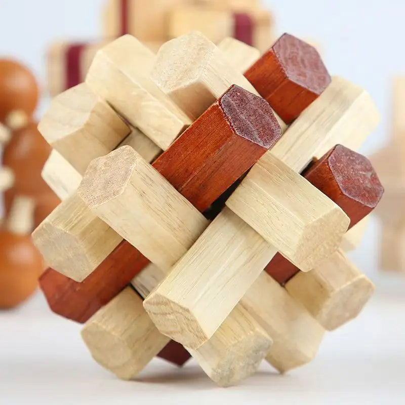 6PCS Set Wooden Brain Teaser Puzzles For Adults and Kids IQ Challenge LuBan Lock Difficult Assembly & Disentanglement Games
