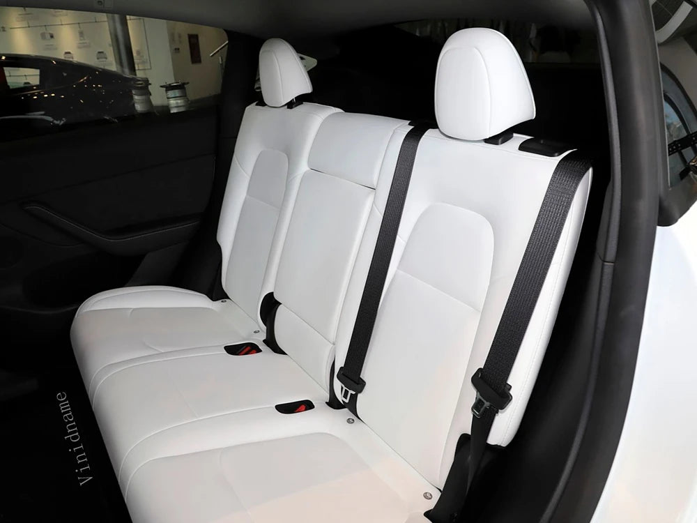 For Tesla Model Y 2020 2021 2022 2023 2024 2025 PU Leather Custom Car Seat Covers Full Set Interior Protector Accessories