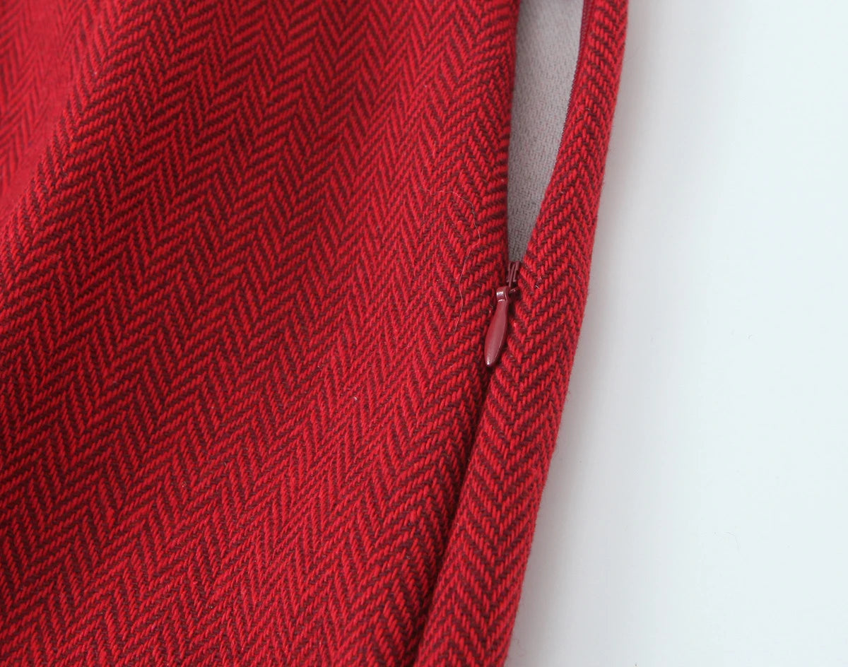 European and American style 2026 spring new women's clothing irregular belt buckle herringbone diagonal suit skirt set
