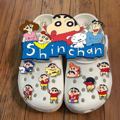 10/21Pcs Miniso Kawaii Anime Crayon Shin-Chan Shoes Buckle Accessories For Clogs Cartoon Shoes Charms For Party Xmas Gifts