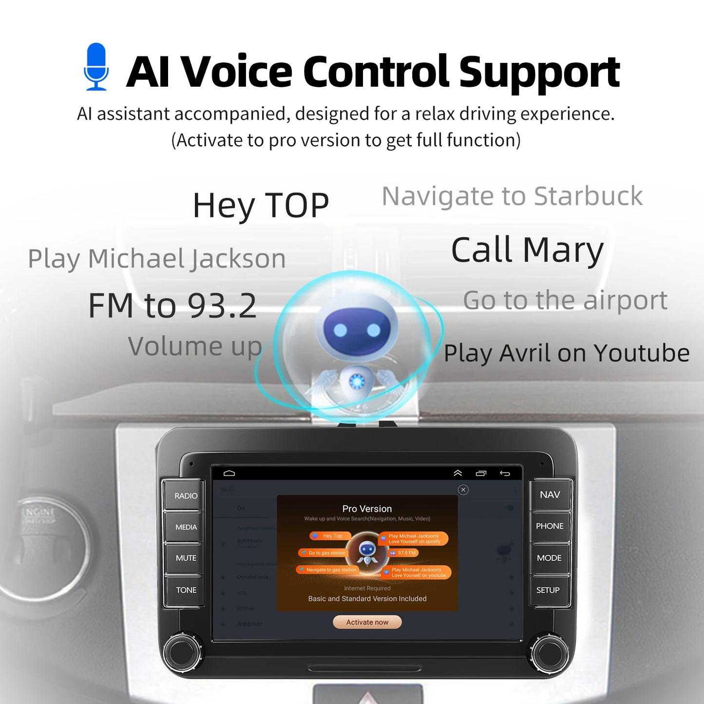 7" Car Stereo Android 14 For VW Volkswagen Jetta Passat Golf MK5 MK6 Apple Carplay GPS Navigation FM Radio WiFi SWC Head Unit BT