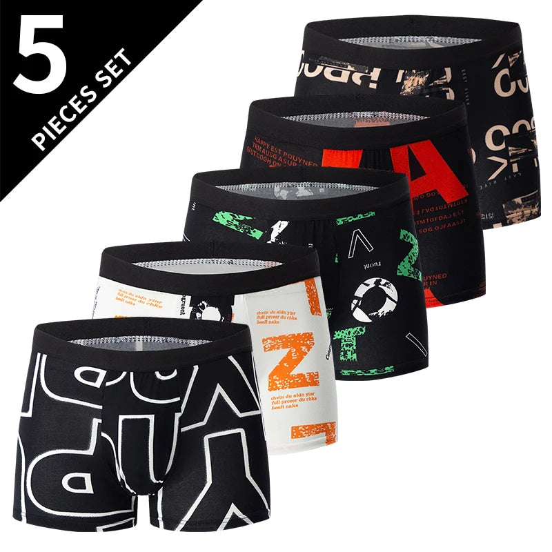 4 Pieces /10 Pieces Men's Black Gold Printed Boxer Underwear Comfortable And Versatile Plus Size Sexy Young Men's Casual Shorts