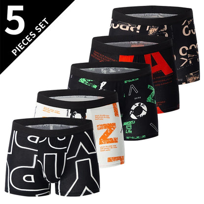4 Pieces /10 Pieces Men's Black Gold Printed Boxer Underwear Comfortable And Versatile Plus Size Sexy Young Men's Casual Shorts